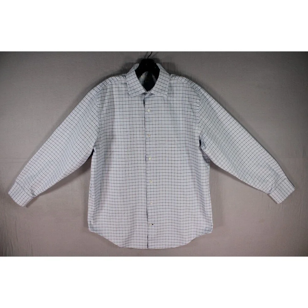 Banana Republic Men's Dress Shirt Blue Check Long Sleeve Button Front Size L